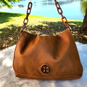 Tory Burch Quilted Leather Bag Bijou Hobo Purse